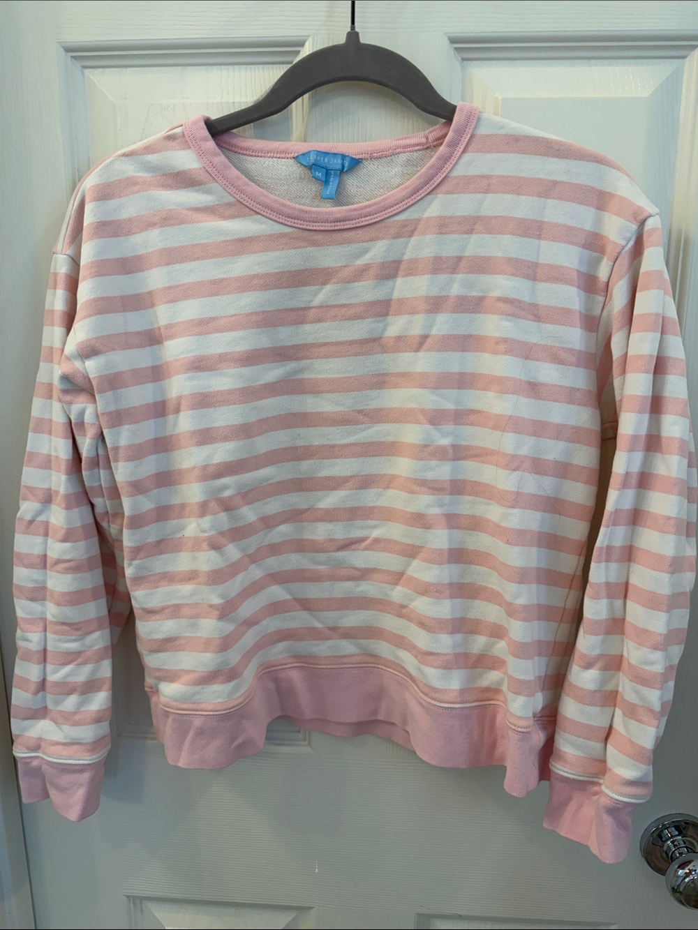 Draper James Pink and White Striped Crewneck Sweater